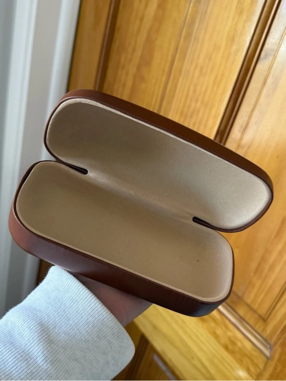 Longchamp Paris Designer Brown Embossed Leather Glasses Case